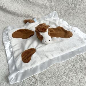 Douglas Baby Lovey White Brown Horse Pony Satin Trim Security Blanket Plush
